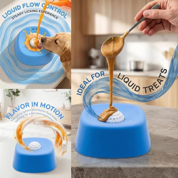 Anti-Gulp Skål til Flydende Føde - Slikkeskål med Rullende Kugle - Til Yoghurt & Bouillon