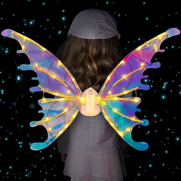 Fairy Wings Elf Wings kostymtillbehör med LED-ljus naiselle Kid Girl
