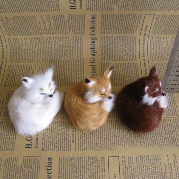 IC Mini Squatting Fox Model e Simulation Fox Boligindretning Bryllup Hvid