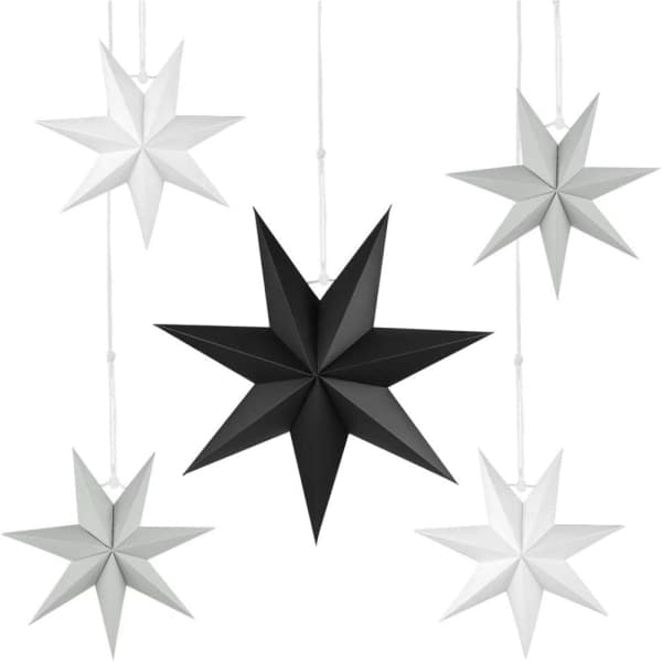 IC Vikbara Julstjärnor Vikbara Stjärnor Svart Förpackning om 5 30 cm Schwarz Weiß Grau