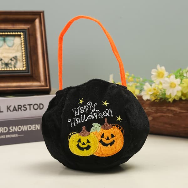Broderet Halloween 4D Slikpose Græskarpose Kurv Børnerekvisitter Pumpkin