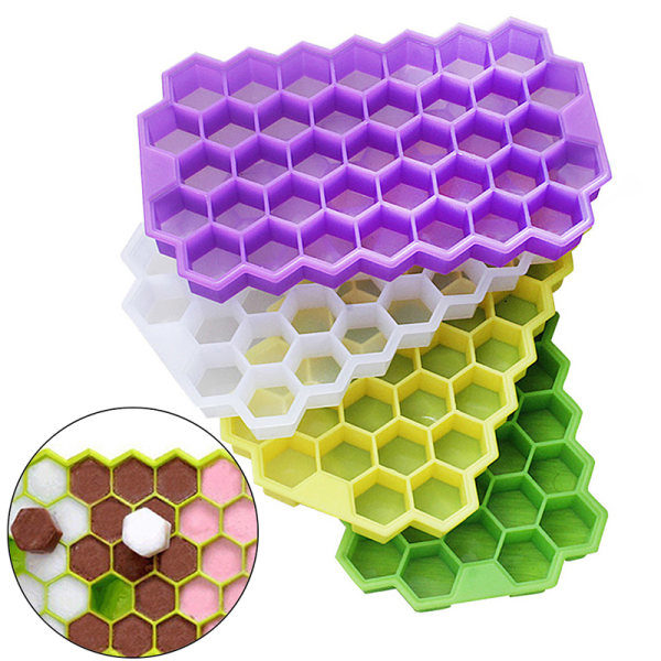 IC 37 kuber Hem Honeycomb Form Silikon Isbitstråg Form Stora Grön