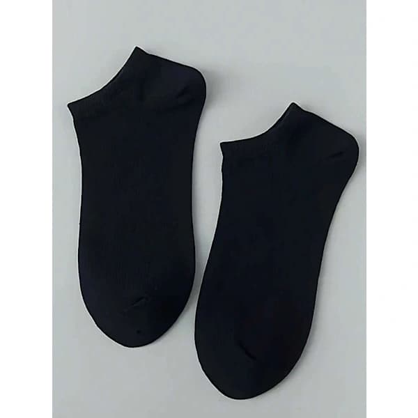 5 Pairs Black White Grey Solid Thin Short Socks, Simple Versatile Casual Invisible Socks White One-size White one-size