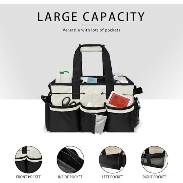 Cleaning Organizer, Storage Basket with Multiple Compartments and Handle, Cleaning Bag