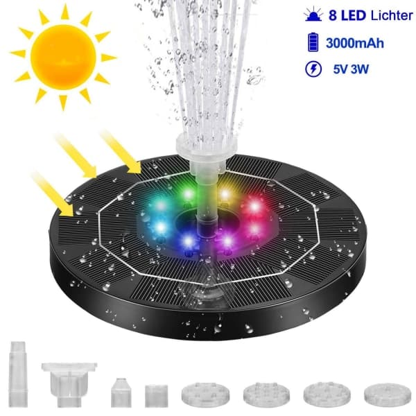 IC 3W Solpanel Färgglad LED Solfontän med 16cm Höjd