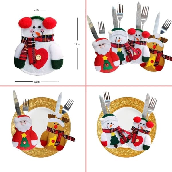 12 st Jultomte Snögubbe Bestickhållare Påsar Bord
