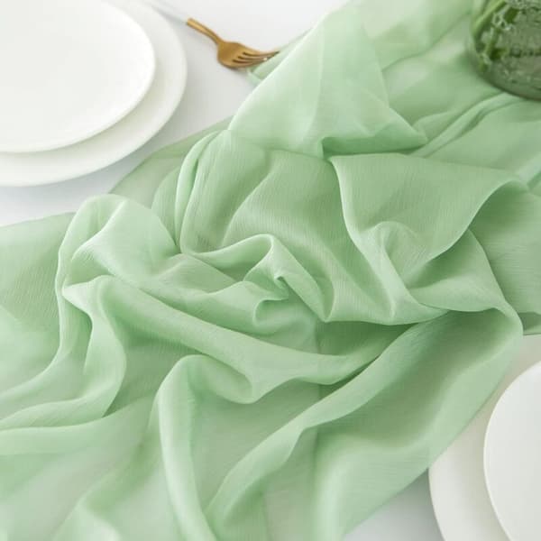 Chiffon Bordløper, Bryllupsborddekorasjon, Tyllbordløper, Lys Grønn, 70cm x 3m