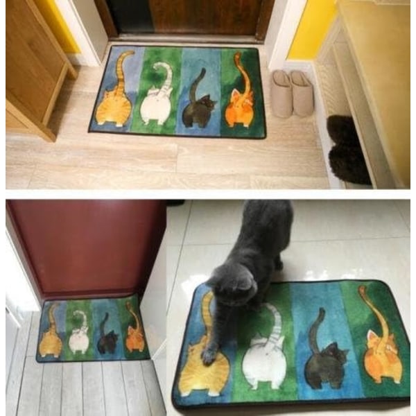 IC 24\" x 16\" Lucky Cat Halkfri Gulvmatte til Søde Katte Fire