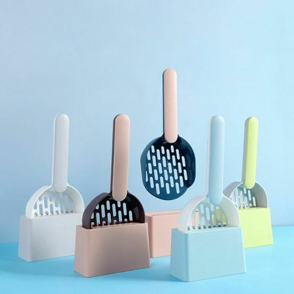 Kattesandspade med holder for kattedo, grå
