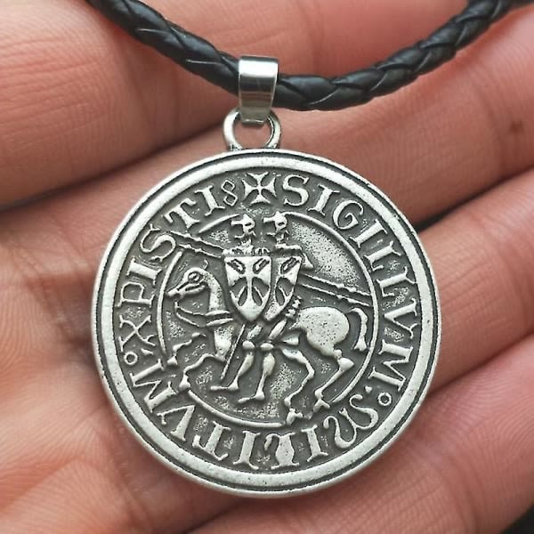 Mænd Amulet Smykker Viking Dobbelt Krigshest Græsk Latin Tempelridder Udsøgt Minde Stempel Hængende Halskæde Gratis Skib Bomuldstov Bronze