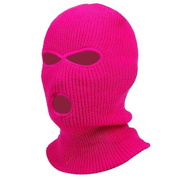 3 Hulls Vinter Varmt Unisex Balaclava Maske - Farve: Rosa