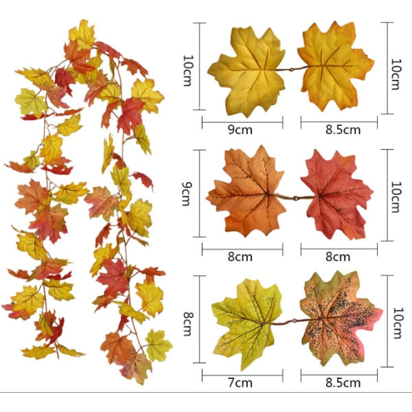 IC Kunstig Maple Leaf Garland Hængende Krans til Udendørs Bryllupsfest Pejs Juldekoration, Thanksgiving Dekoration H