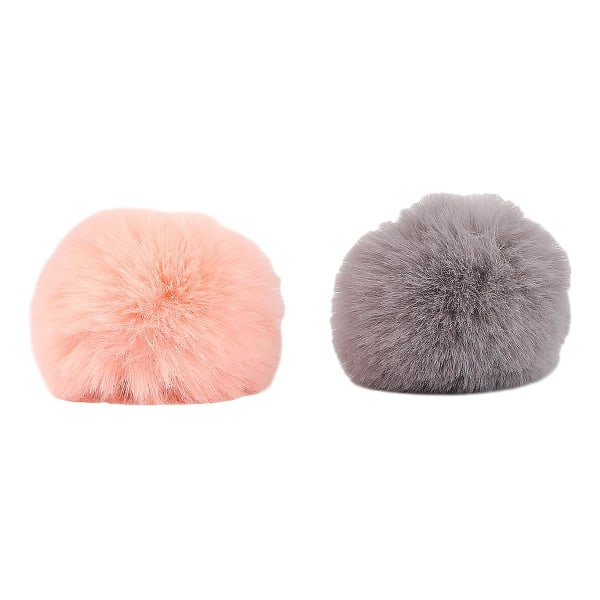 2 stk. Plysj Nøkkelring Faux Fur Nøkkelringer Pompoms Nøkkelring IC
