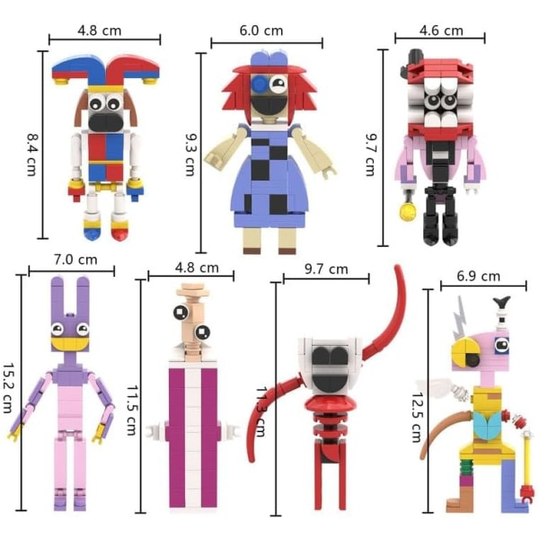 Digital Circus Byggklossar Set - 7 i 1 Mini Pomni Jax Ragatha King Gangle Zooble Bubble Caine Humor Magic leksak för barn 7set