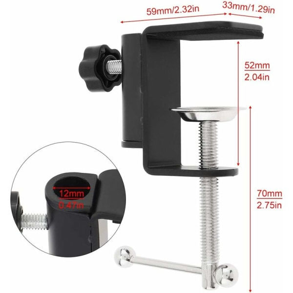 IC Lilaris C-klemme Monteringstilbehør Heavy Duty Skrivebordsklemme Skrivebordsklemme Monitorstativ Arbejdsstation, sort, et stykke