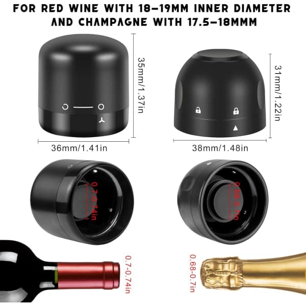 6 stk Vinpropper Champagnepropper Genanvendelige Vinopbevaringsstop