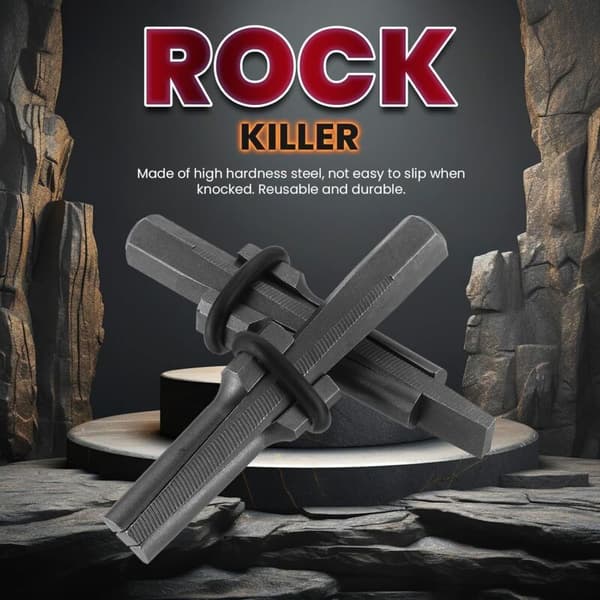 Stensplitter 16 mm Plugkile og Fjer 10 stk. til Beton Marmor Granit