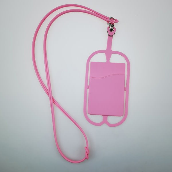 IC Telefonsele med klämma Silikon Telefonhalsband med ID Pink