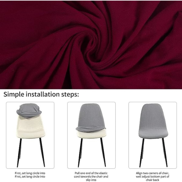Sæt med 4 aftagelige vaskbare skandinaviske cover Shell Side Armless Cover til køkken, spisestue, soveværelse, dagligstue sidostol, rød