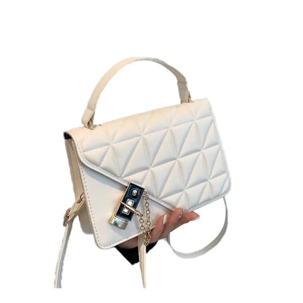 Small Handbag for Women, Trendy PU Shoulder Bag with Large Capacity and Adjustable Shoulder Strap, Underarm Bag for Dates, White