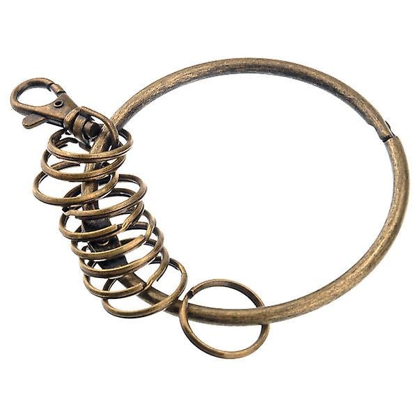 Retro stor cirkulær metal nøglering Nøgleholder nøglering med 10 ringe (bronze) IC