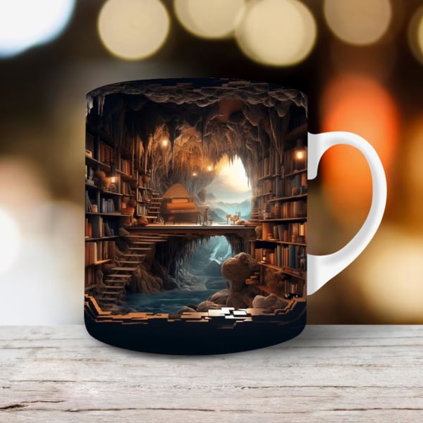 Bog Kaffe Kops Bogreol Kop 3D Bogreol Kop 3D Effekt Bøger Kopper Kreativ Keramisk Kaffe Kop Til Bogelskere Læsere Julegaver G