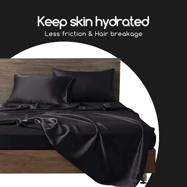 Siden Satin Kuddfodral 2-pack (utan fyllning) Svart 50X66cm 50X66cm Black