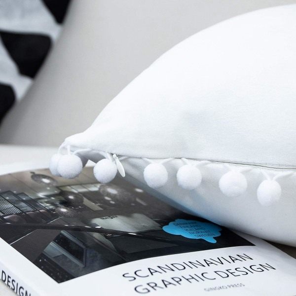 IC Dekorativt Kuddfodral för Ländryggen, 2-pack Mjukt Fodral för Soffa, 12x20 tum, Vit