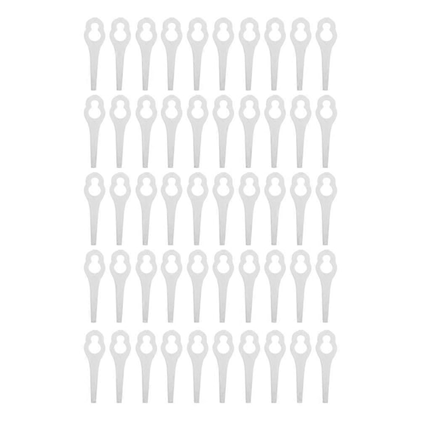 50 stk. Plastkniver til gresstrimmer, reservedeler til gressklipper for BOSCH ALM 28 30[YJD] White