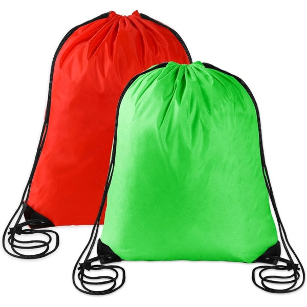 2 st Dragsko Ryggsäcksväskor Sport Cinch Sack Stringpåsar Röd Ljusgrön Dragsko Gymväska Draw String Ryggsäck Bulk