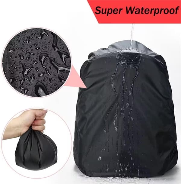 Vattentätt ryggsäcksregnskydd, slitstark polyester med halkfritt elastiskt band, för 30-40L-packningar, camping vandring cykling, svart