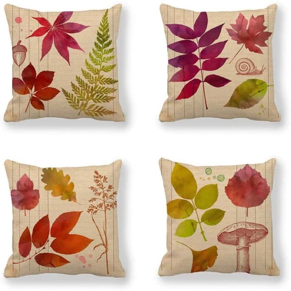 IC Farmhouse Leaf Square Kuddfodral Höst Dekorativt Örngott för Soffa Sovrum 18x18 tum Örngott (18\"x18\", BrunD)