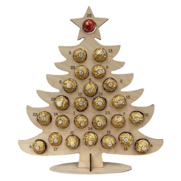Julgran Trä Adventskalender Chokladhållare Nedräkning