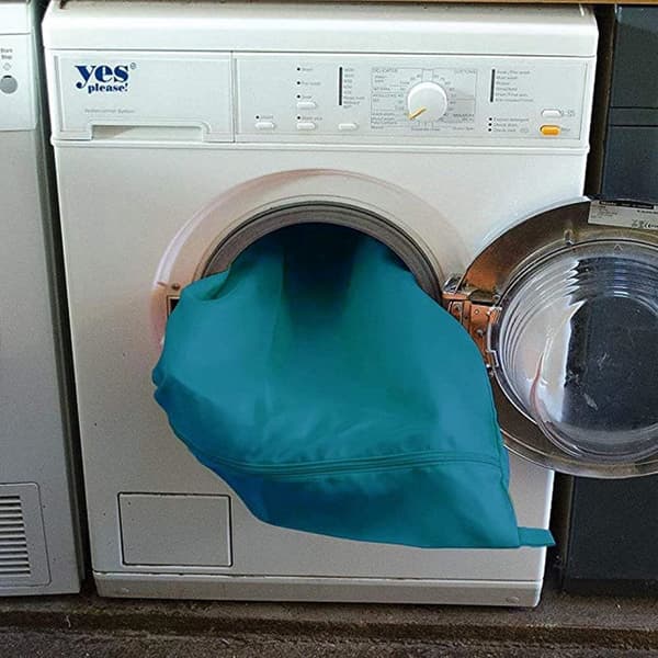 Vasketøjspose til kæledyr, stor twillpolyester med lynlås, hjælper med at forhindre tilstopning af dyrehår, til hunde og katte, blå, 70 x 80 cm