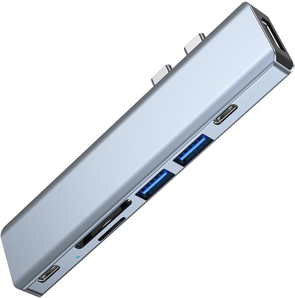 7-i-1-løsning - USB Type C-hub med HDTV Type C-data - Thunderbolt - Multifunksjonell adapter - Egnet for Macbook