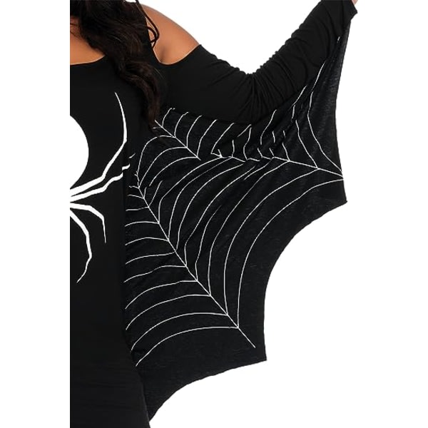 IC 1 stk Dame Casual Halloween Langærmet Skjorte Kjole, Cosplay Spider King Print Sort Bomuld Løstsiddende