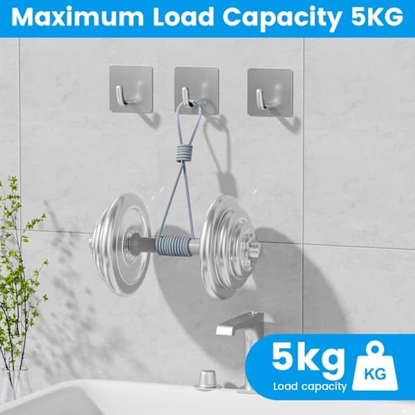 1-pack Self-Adhesive Hooks, Stainless Steel Towel Hook, Bathroom Hooks, Wall Hooks for Kitchen and Bathroom