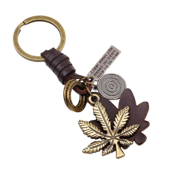 1. Maple Leaf Nyckelring Legering Mode Läder Hängande handväska Väska Hänge Bil Nyckelring Ornament eativ present Nyckelring IC