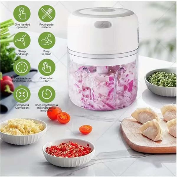 Mini elektrisk foodprocessor USB genopladelig 250 ml enhånds grøntsags- og hvidløgshakker bærbar køkkenprocessor grøn