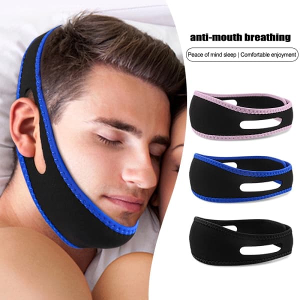 IC Anti Snorke Hakestropp Nylon Elastisk Pustende Anti Snorke Hake Blå