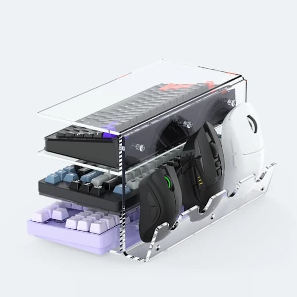 Elegant Acrylic Keyboard Mouse Shelf 3-Tier Keyboard Storage Rack Holder