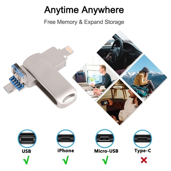 IC 3-i-1 USB 3.0-hukommelse, Memory Stick med 3 USB-porte