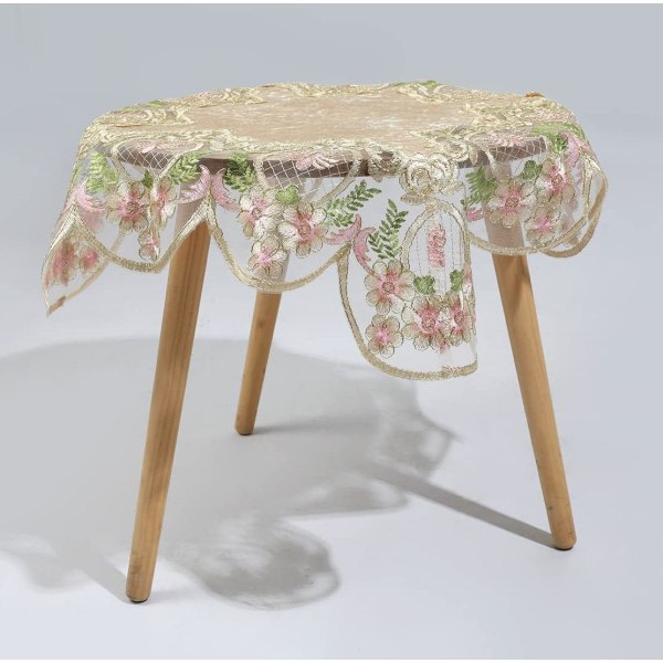 IC Lyxig fyrkantig lille cover Elegant blommig broderad spetsbordsduk for festkök Matsal Picknickdekoration (Typ O, 22"x22")