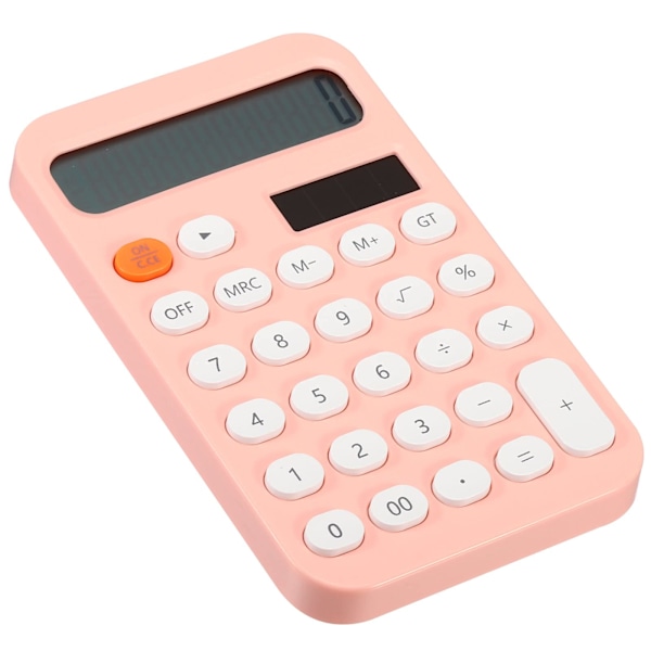 Skrivbordsräknare, 12-siffrig stor LCD-skärm Standardfunktion Bärbar solcellsräknare för hemmakontor, Rosa Pink