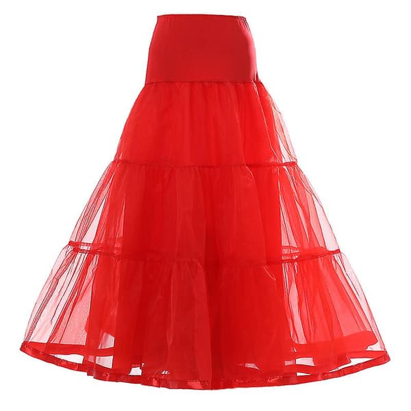 Dame Ankel Længde Underkjoler Nederdele Bryllup Halv Underkjole Krinoline Underskørt Rød Red L XL