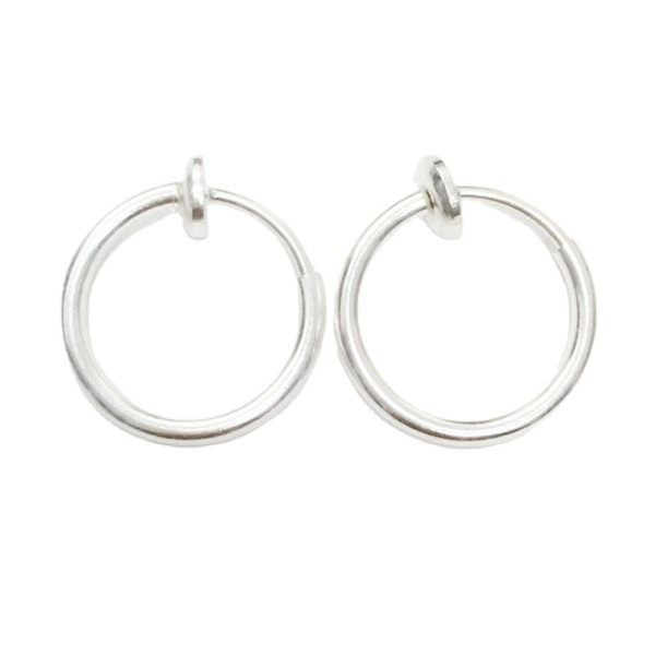 IC Clip-on-örhängen 1 par, fastklämda på en titanpläterad ring med 20 mm diameter