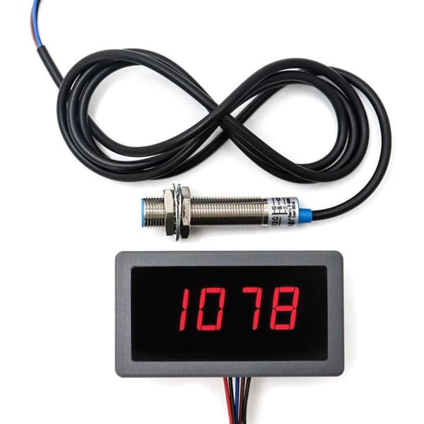 Digitalt display-turteller, 4-sifret LED digital turteller, RPM speedometerpanel NPN nærhetsbrytereffektsensor