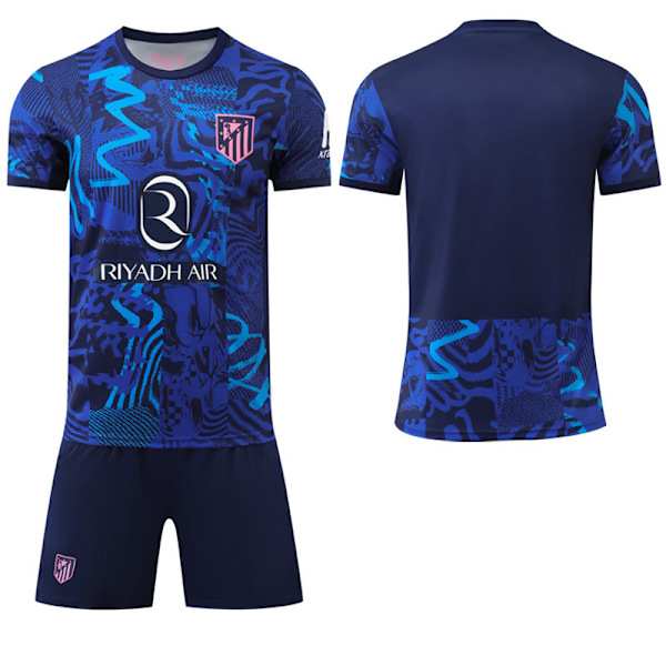 Atletico Madrid 2 bortatröja mörkblå La Liga fotbollsuniform Nr. 7 Griezmann 19 Alvarez Size 7 with socks #20