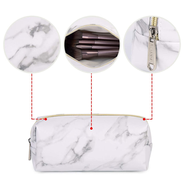 IC 3 dele sminkväska Toalettväska Bærbar kosmetisk påse Travel Marble White Large (3 Count)