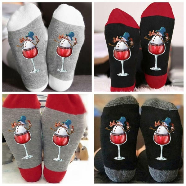 Bomuld Lange Strømper Snemand Vin Glas Strømper FARVE 2 FARVE 2 Color 2